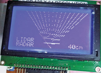 Author’s prototype with screen showing distance of the object and the scanning angle