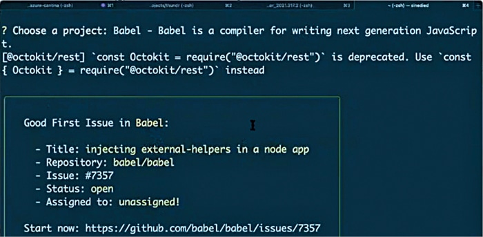 Fig. 5: Example of a good first issue in Babel (Credit: OSI 2021)