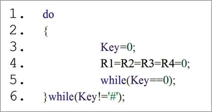 Fig. 7: Pseudo-code source listing for detecting a keypress in main application 