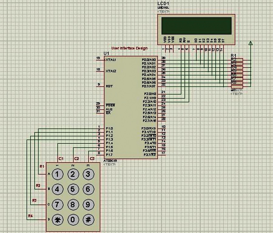 Fig. 8: User interface design with interrupt based matrix keypad and LCD (8-bit)
