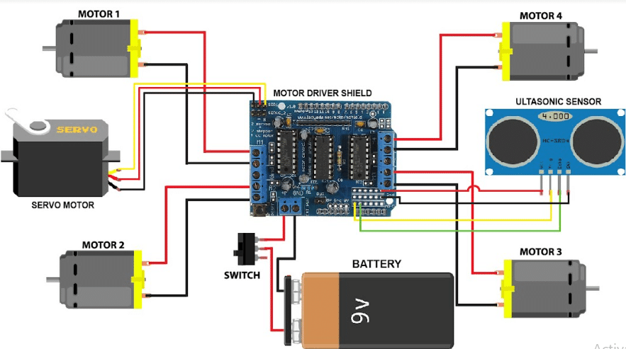 Servo Motor and Obstacle Avoiding Robot Connections
