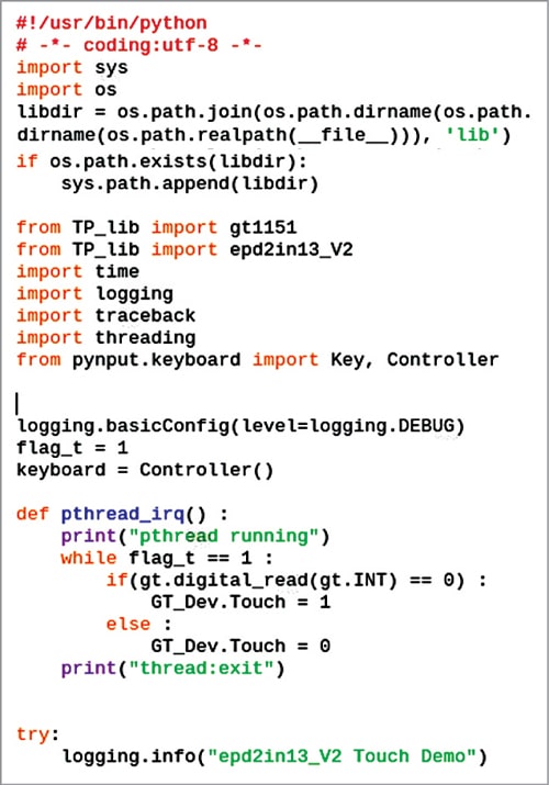 Code for keyboard Touch input 