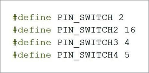 Fig. 14: GPIO pins defined in the code