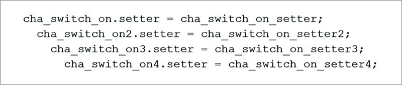Changing the switch_on and setter in the code