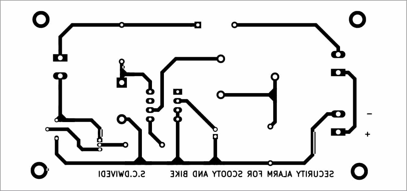Fig. 3: Actual-size, single-side PCB design for the circuit 