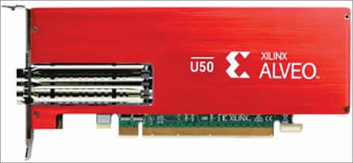Fig. 3: Xilinx’ Alveo U50 data centre accelerator card that comes with the Zebra software (Credit: Xilinx)