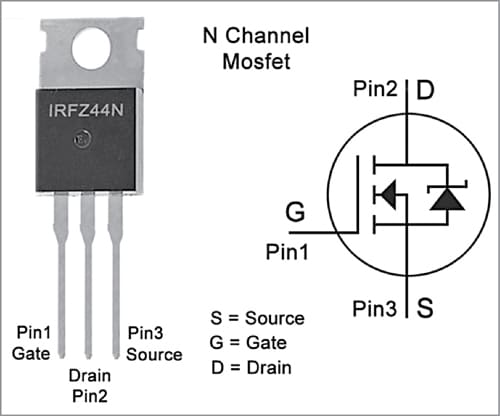 Fig. 4: Pin configuration of IRFZ44N 