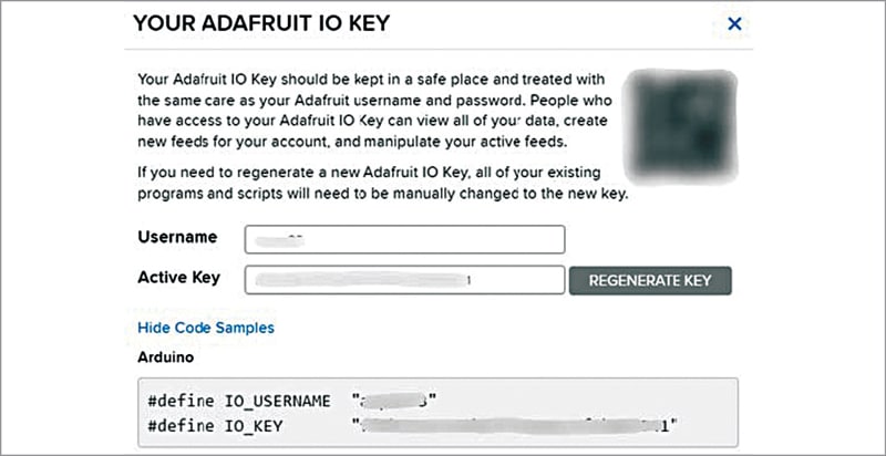 Fig. 8: Entering your Adafruit active key