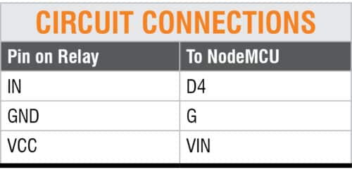 NodeMCU Relay Connection