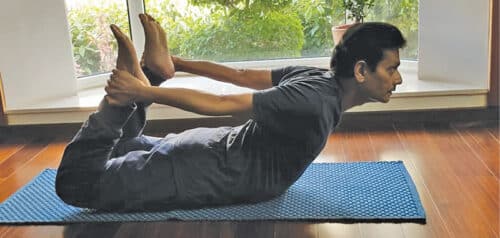 Dr Aloknath De practising for fitness 