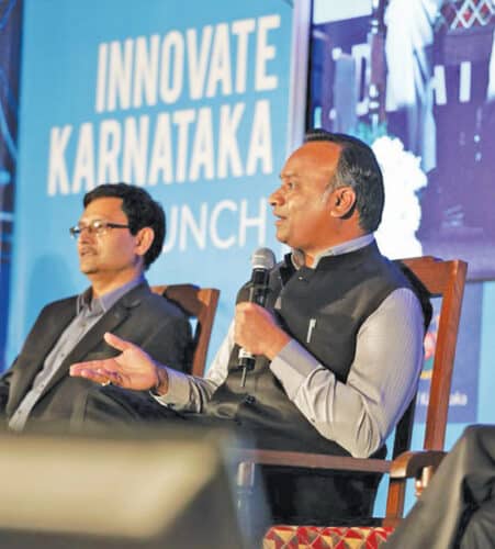 Dr Aloknath De with former IT Minister of Karnataka at Innovate Karnataka Launch