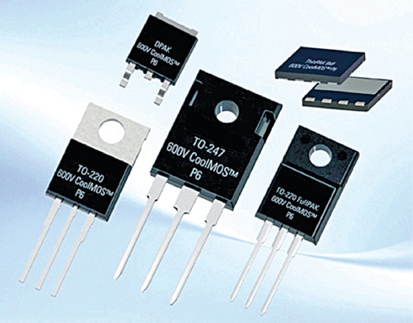 The image represents different types of MOSFET packages
