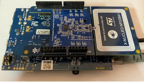 STM32MP1 Discovery Kit with NFC Reader Expansion board.