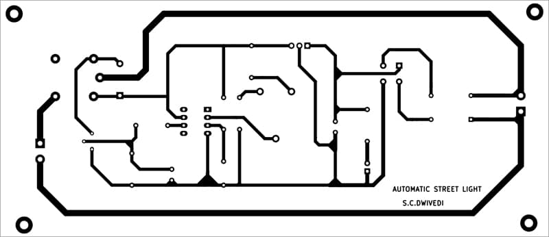 Actual-size PCB of the circuit