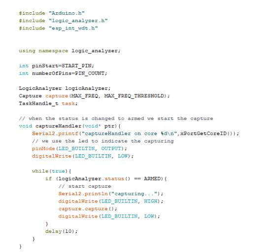 Code for a logic analyzer