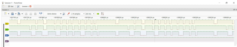 Pulseview logic analyzer data