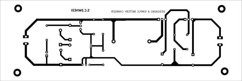 Actual-size PCB layout for the circuit