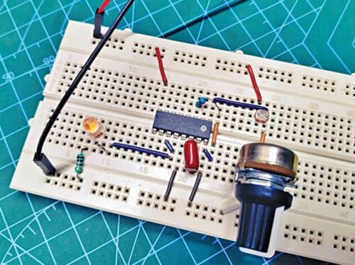 Fig. 6: VFC module using LDR wired on a breadboard 