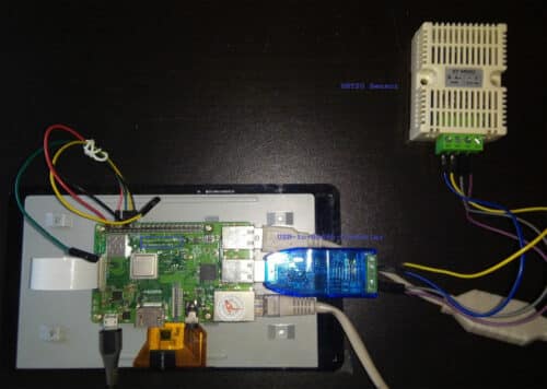 Fig 2: Connecting SHT20 Sensor to Raspberry Pi using USB-to-RS485 converter