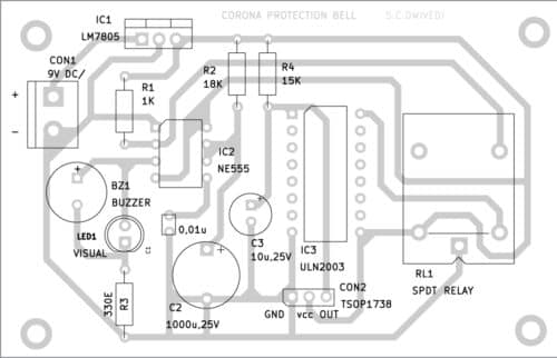 Fig. 6: Component layout of the PCB