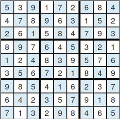 Fig. 2: Sample solved sudoku puzzle