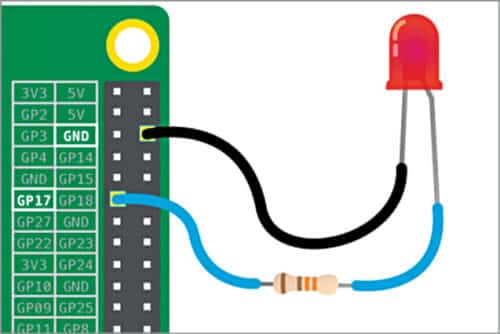 Fig. 3: LED connected with Raspberry Pi