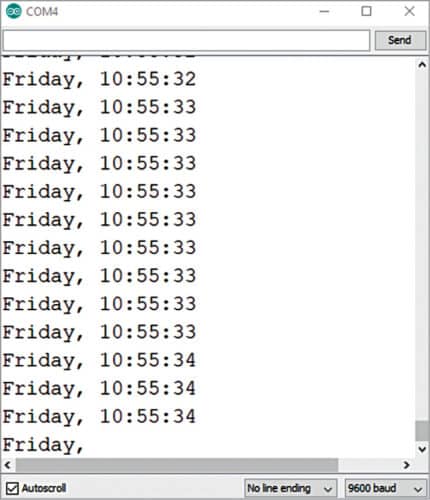 Fig. 6: Serial monitor fetching time from NTP