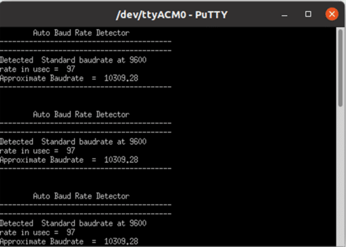  Fig 2. Screenshot of serial console application (putty).