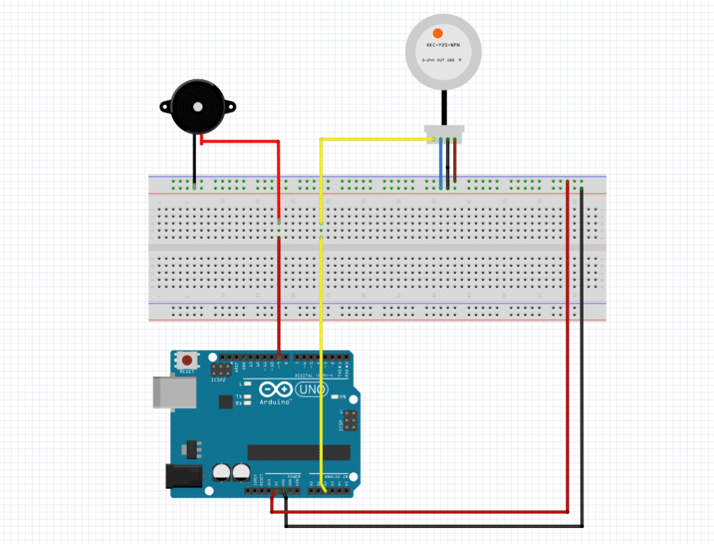 Fig 4 Wiring of the proposed Liquid level detection on breadboard.