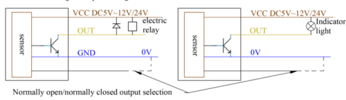 Fig 8 Typical connection of an electric relay or an indicator light for interfacing