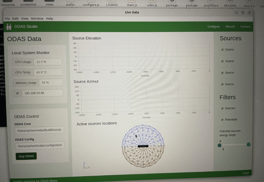 Sound Localization System ODAS GUI