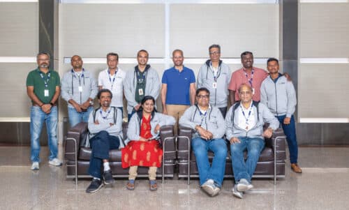 Founder Krishna Rangasayee (in blue) with India’s core team at Sima.ai 