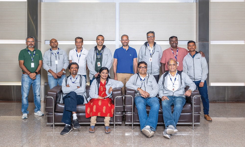 Founder Krishna Rangasayee (in blue) with India’s core team at Sima.ai