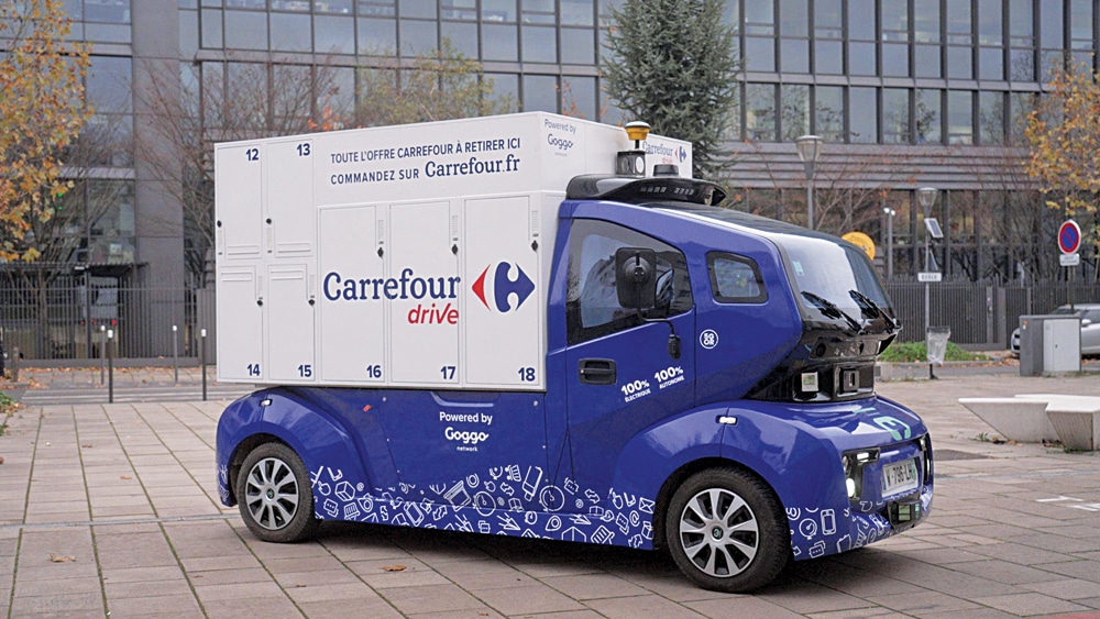 Famous supermarket chain Carrefour has partnered with Goggo Network to trial autonomous delivery using a multi-stop capable AV (Courtesy: Carrefour)