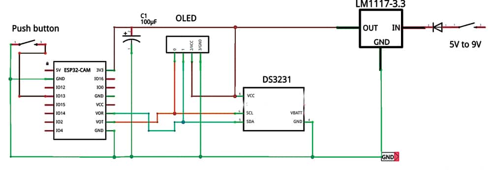  ESP32 RTC based camera circuit