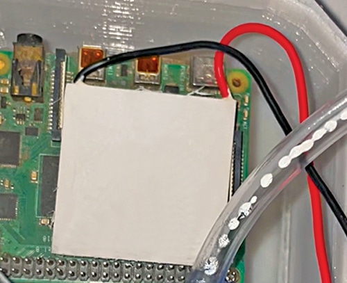 Fig. 7: Thermoelectric module setting on processor chip of RPi