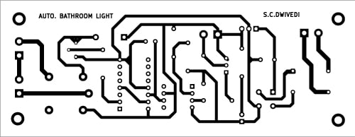 Fig. 3: Actual-size PCB of automatic bathroom light circuit 