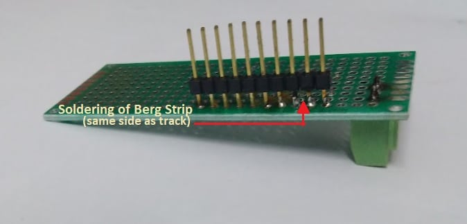 Fig. 7: Berg strip soldering on track side of the PCB