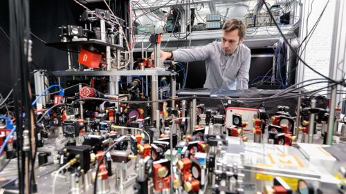 In a new paper in Science, researchers with the lab of Asst. Prof. Hannes Bernien at the University of Chicago's Pritzker School of Molecular Engineering (above) describe a method to constantly monitor the noise around a quantum system and adjust the qubits, in real-time, to minimize error. Photo Credit: John Zich