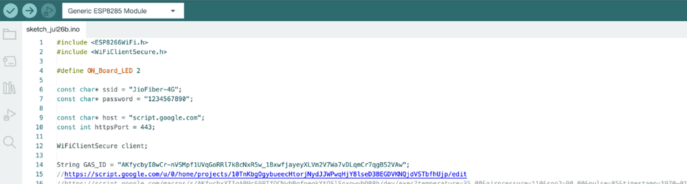 Code for Real-time IoT Data Logging To Google Sheet 