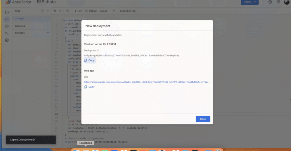 Data Deployment in Google Sheet