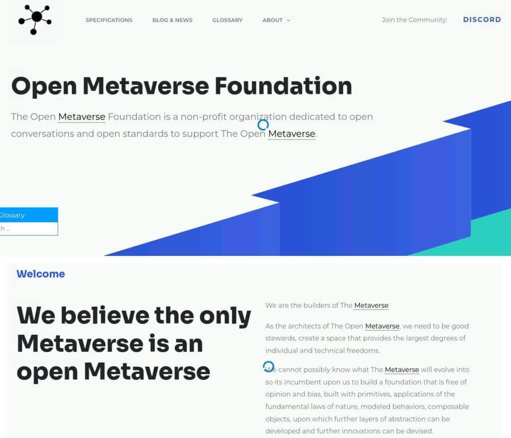 Home page of the Open Metaverse Foundation 
