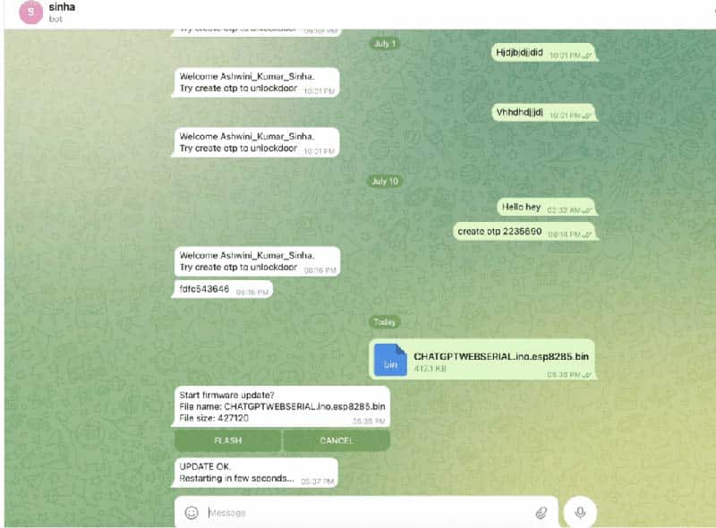 Firmware Update using Telegram BOT