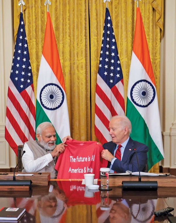 US President Joe Biden gifts Indian Prime Minister Narendra Modi a T-shirt with a popular quote from his speech to the US Congress in June this year