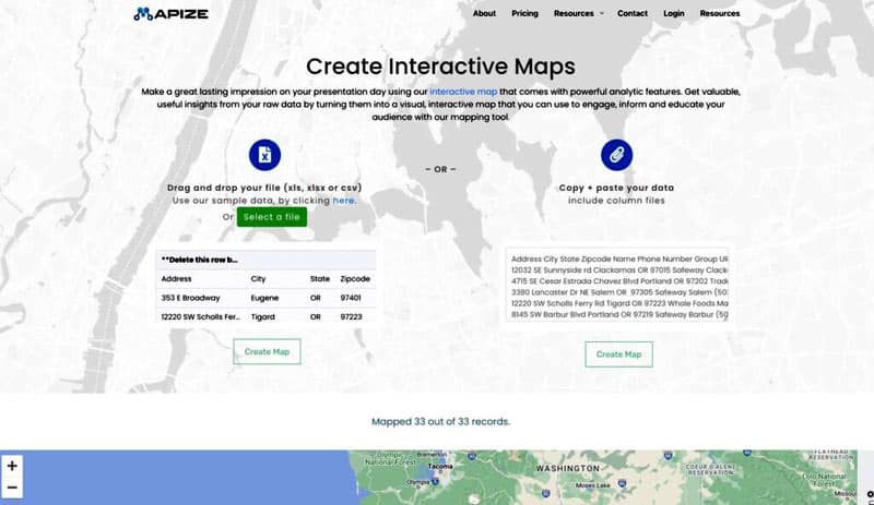 Mapize Route and Map Visualization