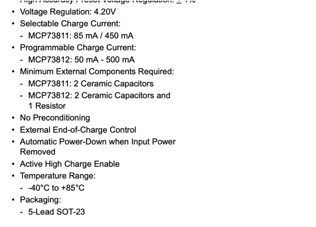 Battery Charging IC Features