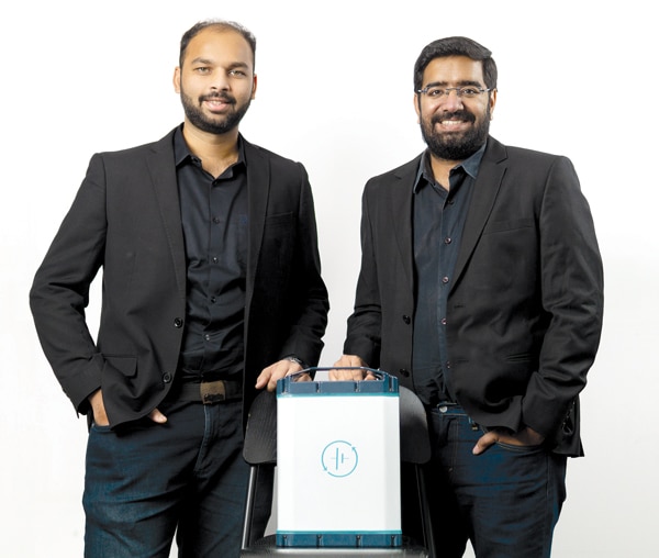 Arun and Gautham with battery pack RACEenrgy Founders