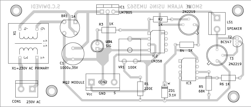 Diseño de PCB del detector de humo 