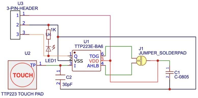 Diagrama de cableado del interruptor del sensor táctil