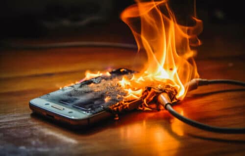 Mobile phone catches fire while charging. (© VisualProduction - stock.adobe.com)